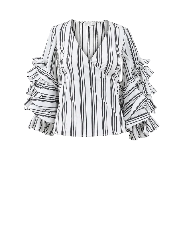 Athena Striped Wrap Blouse