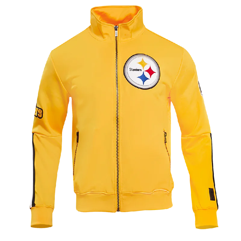 NFL PITTSBURGH STEELERS CLASSIC MEN'S DOUBLE KNIT TRACK JACKET (YELLOW/BLACK)