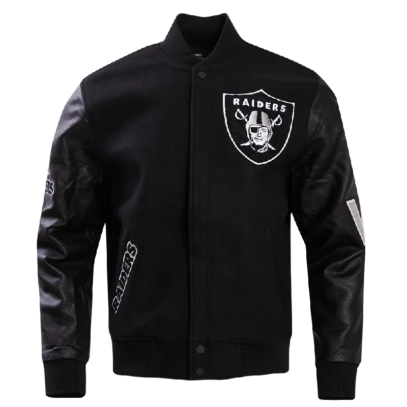 NFL LAS VEGAS RAIDERS CLASSIC WOOL MEN'S VARSITY JACKET (BLACK)