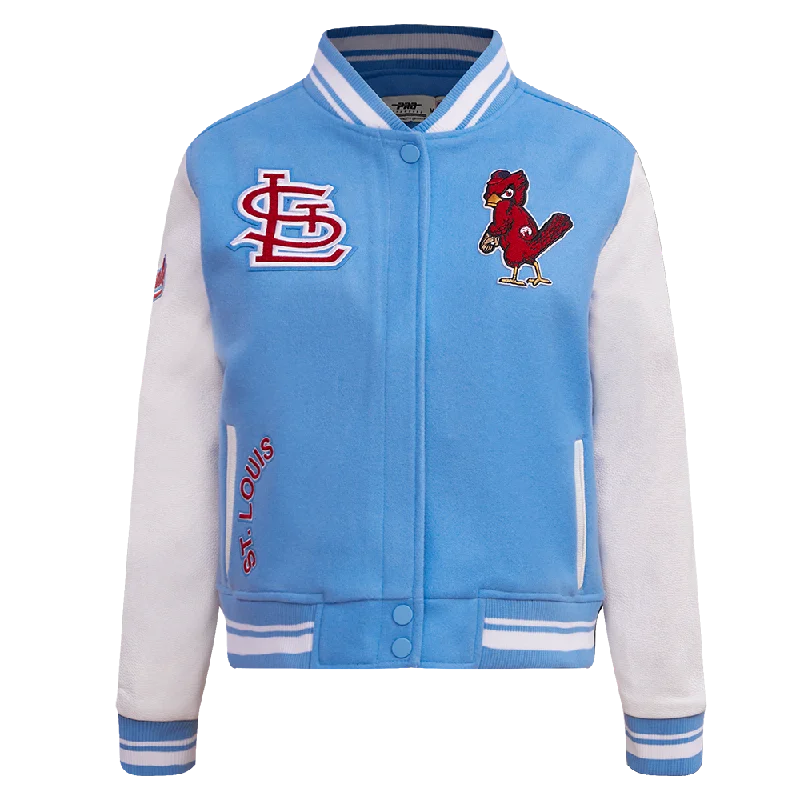 MLB ST. LOUIS CARDINALS RETRO CLASSIC WOMEN'S RIB WOOL VARSITY JACKET (UNIVERSITY BLUE/WHITE)