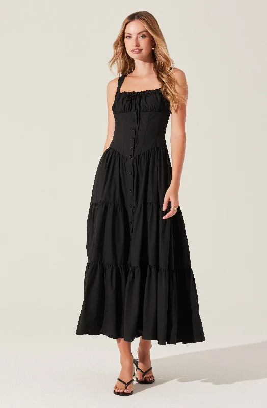 Temperance Tiered Milkmaid Maxi Dress