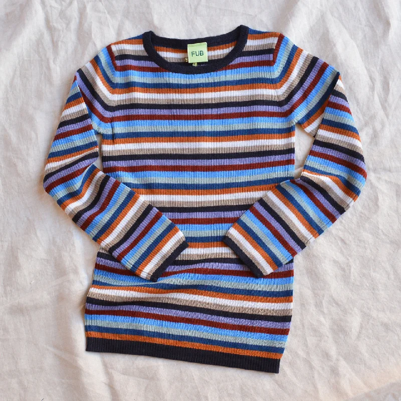 Rib Sweater Top - 100% Merino - Multi Stripes (2-12y+)