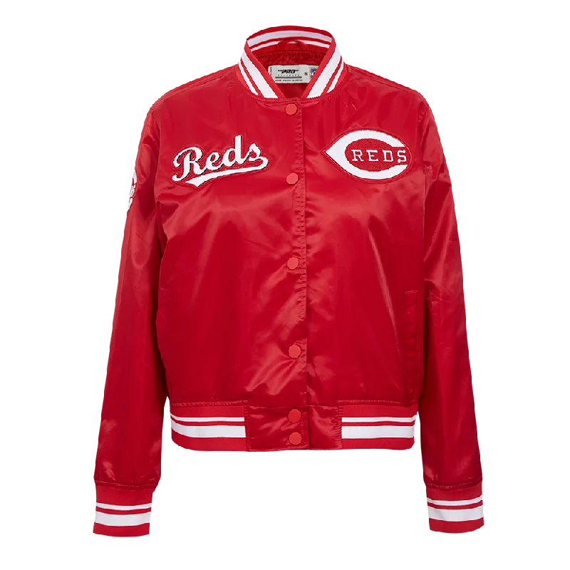 MLB CINCINNATI REDS RETRO CLASSIC WOMEN'S RIB SATIN JACKET (RED)