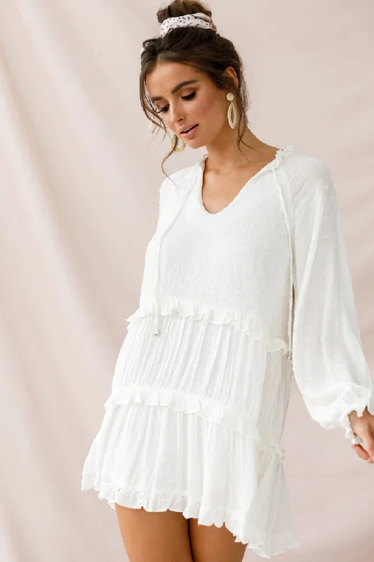 Pollyanna Tiered Swing Dress White