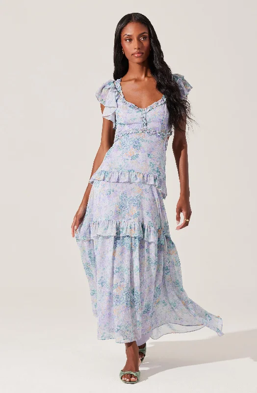 Mable Floral Tiered Ruffle Maxi Dress