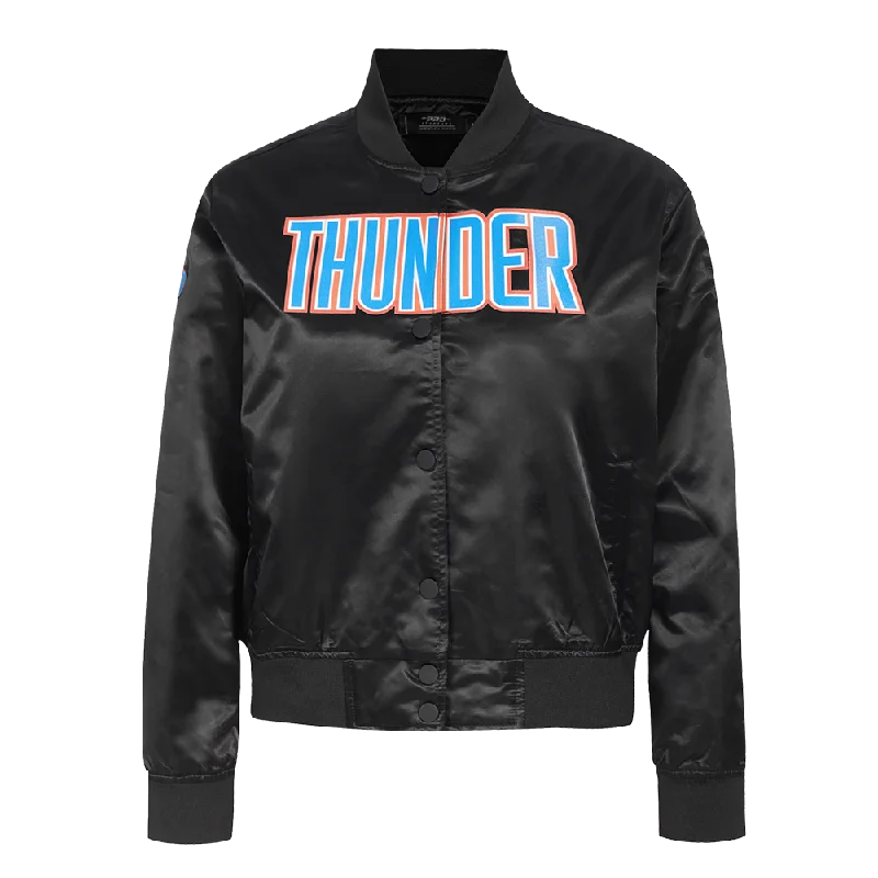 NBA OKLAHOMA CITY THUNDER CLASSIC WOMEN'S SATIN JACKET (BLACK)