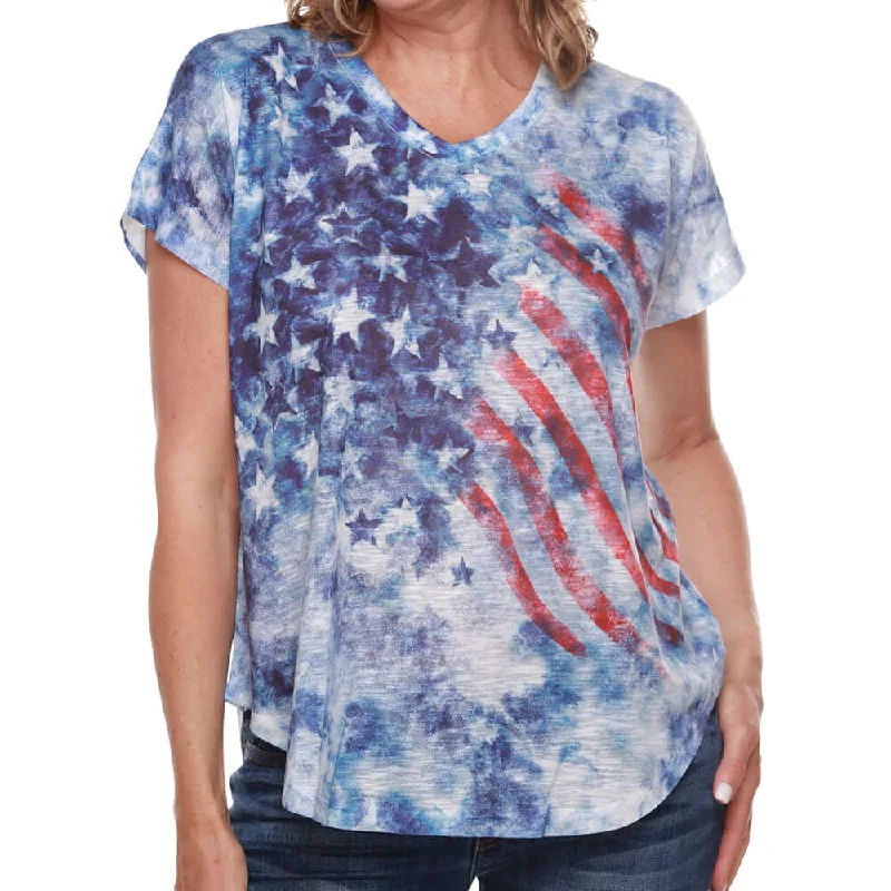 Women's Made in USA V-Neck Stars and Stripes