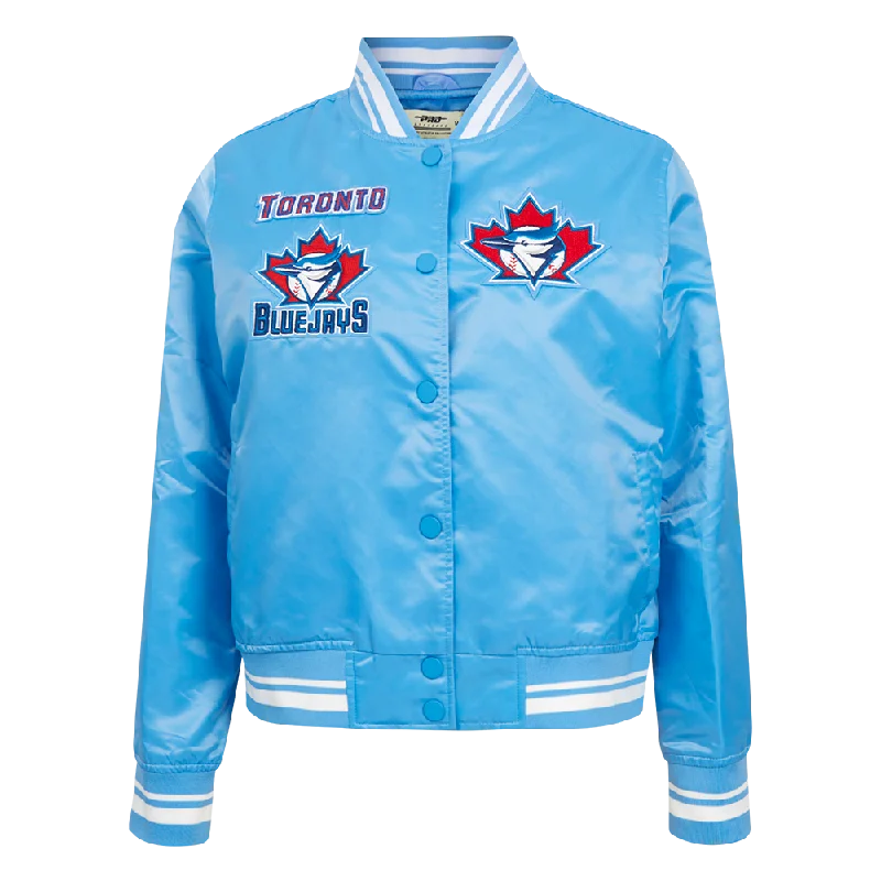 MLB TORONTO BLUE JAYS RETRO CLASSIC WOMEN'S RIB SATIN JACKET (UNIVERSITY BLUE)