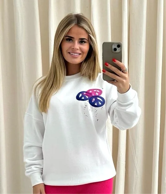 Peace & Love Graffiti Sweatshirt White