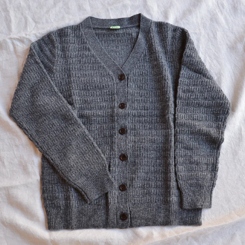 Women's Structure Cardigan - 100% Lambswool - Grey Melange (Teens-Womens S)