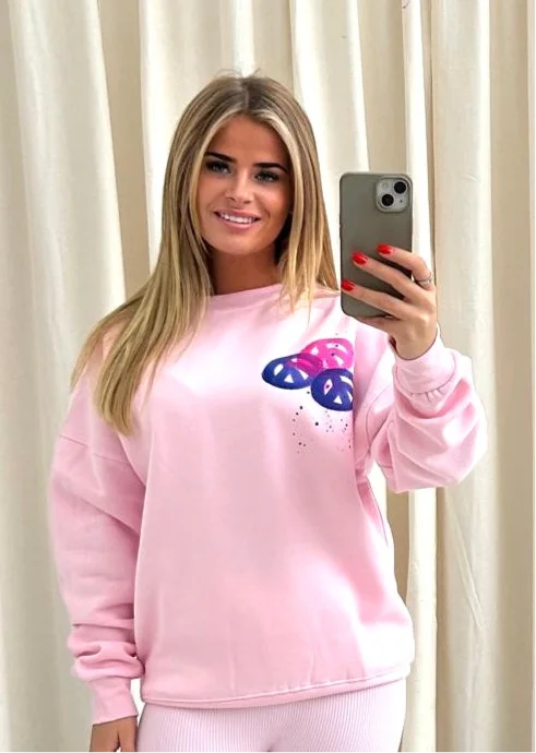 Peace & Love Graffiti Sweatshirt Pink