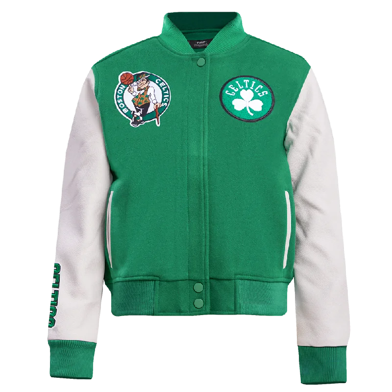 NBA BOSTON CELTICS CLASSIC WOMEN'S WOOL VARSITY JACKET (KELLY GREEN/ WHITE)