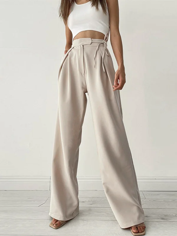 BerryBetty - Palazzo Tied Wide Leg Dress Pants