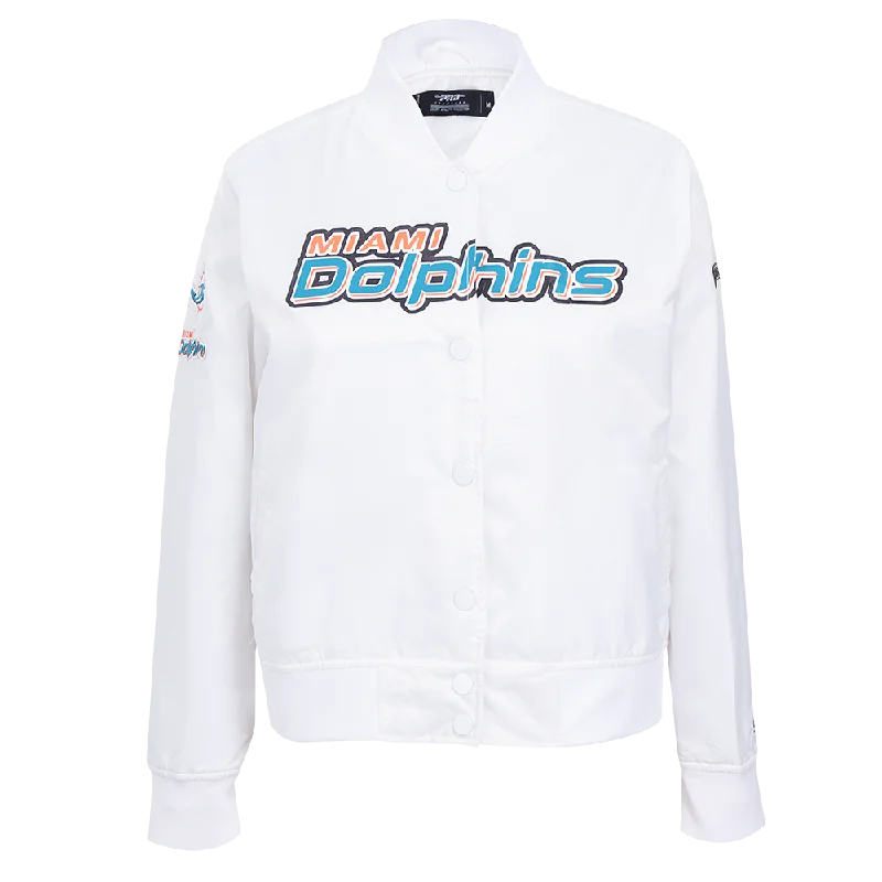 NFL MIAMI DOLPHINS CLASSIC WOMEN'S SATIN JACKET (WHITE)