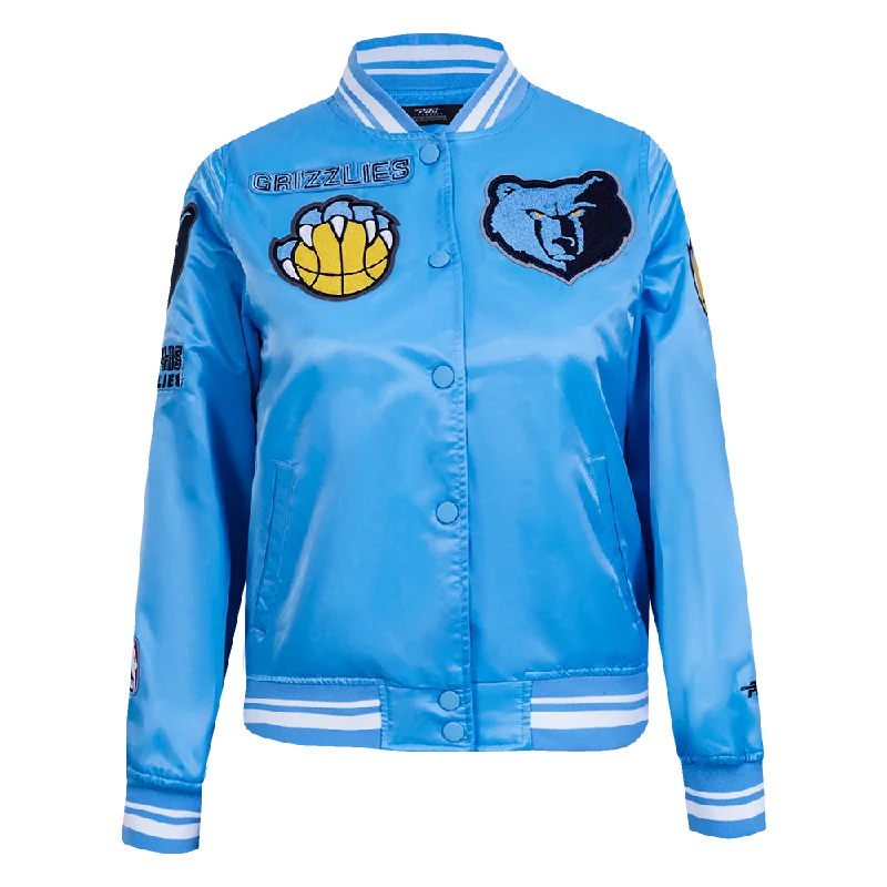 NBA MEMPHIS GRIZZLIES RETRO CLASSIC WOMEN'S RIB SATIN JACKET (UNIVERSITY BLUE)