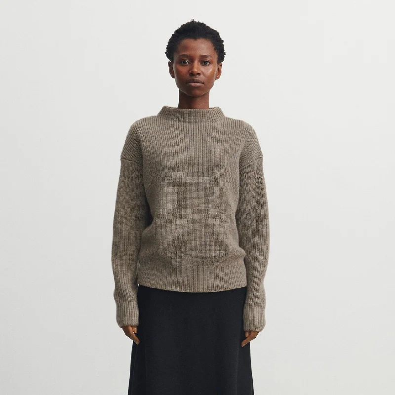 Women's Rib Sweater - 100% Raw Wool - Hazel Melange (S, M)