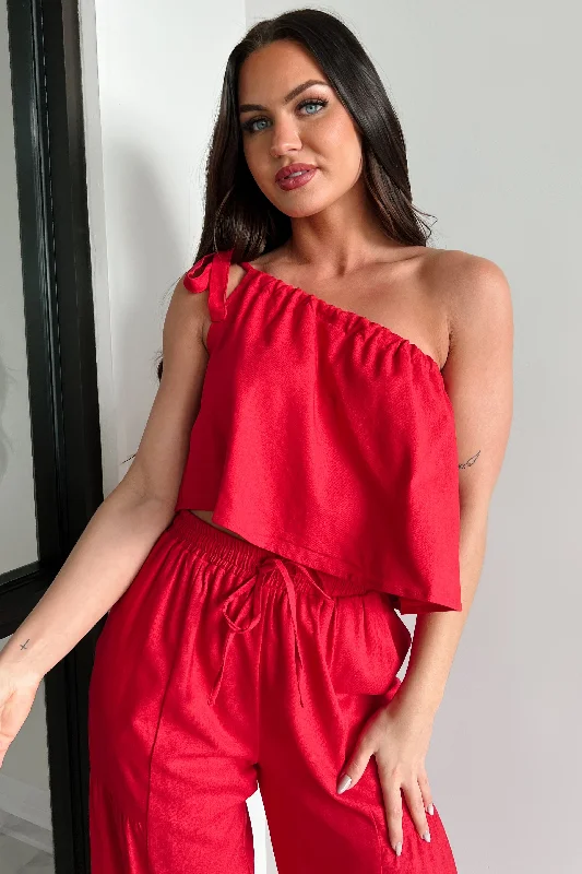 Too Saucy One Shoulder Top (Red)