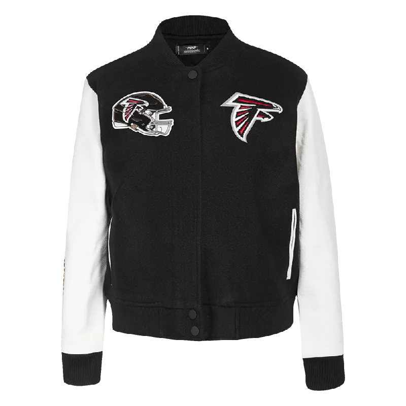 NFL ATLANTA FALCONS CLASSIC WOMEN'S WOOL VARSITY JACKET (BLACK/WHITE)