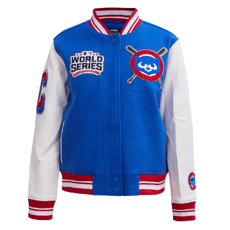 MLB CHICAGO CUBS MASHUP WOOL WOMEN'S VARSITY JACKET (ROYAL BLUE/RED)