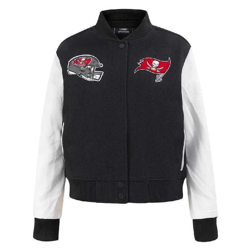 NFL TAMPA BAY BUCCANEERS CLASSIC WOMEN'S WOOL VARSITY JACKET (BLACK/WHITE)