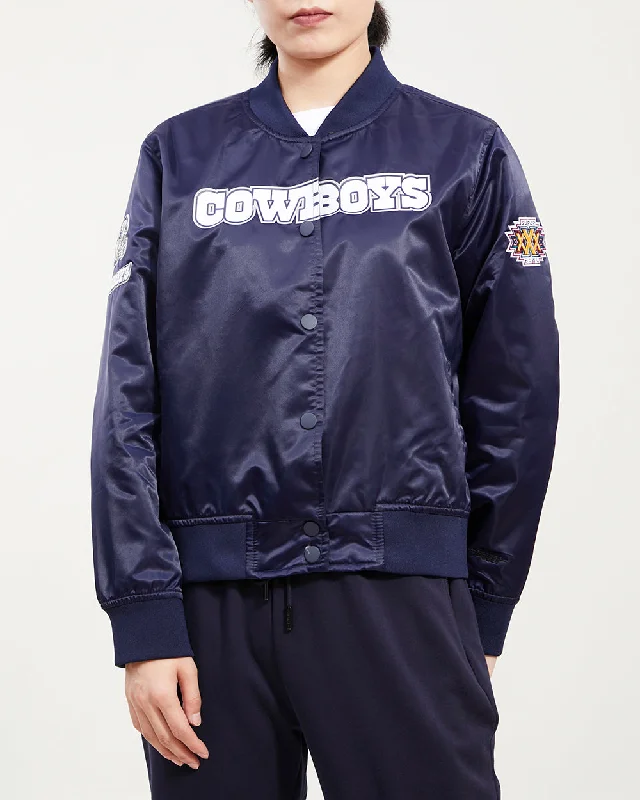 NFL DALLAS COWBOYS CLASSIC WOMEN'S SATIN JACKET (MIDNIGHT NAVY)