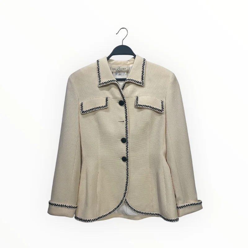 VALENTINO/Tailored Jkt/8/Cotton/CRM/Double Breasted/