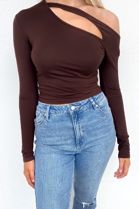 Delilah Long Sleeve Top Brown