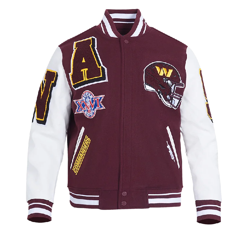 NFL WASHINGTON COMMANDERS MASHUP MEN'S RIB WOOL VARSITY JACKET (WINE/WHITE)