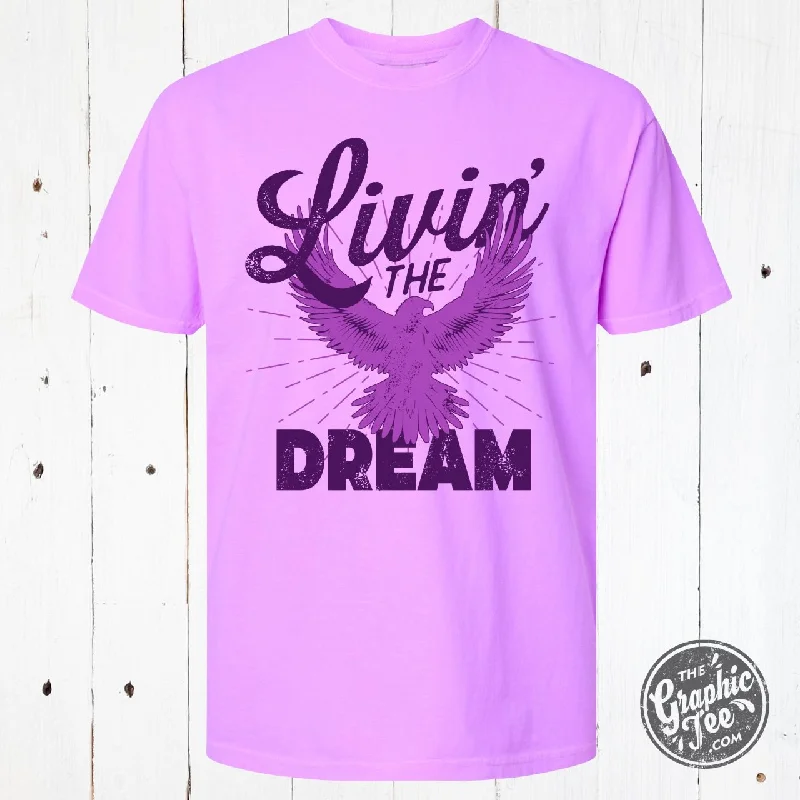 Livin' the Dream Pigment Dyed Neon Violet Tee