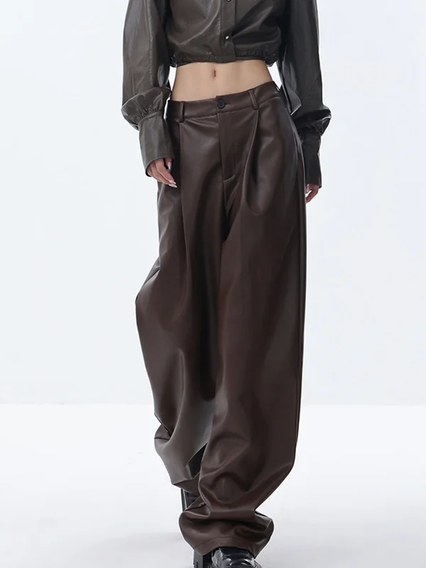 BerryBetty - Meet You There Faux Leather Wide Leg Pants