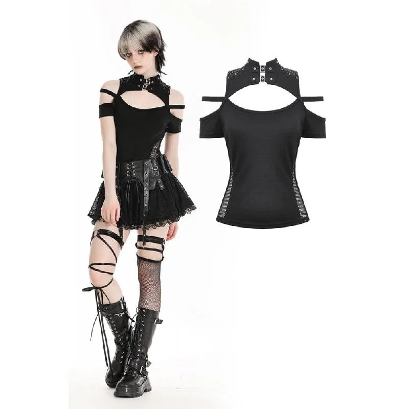 Women's Punk Off-the-shoulder Cutout Crop Top