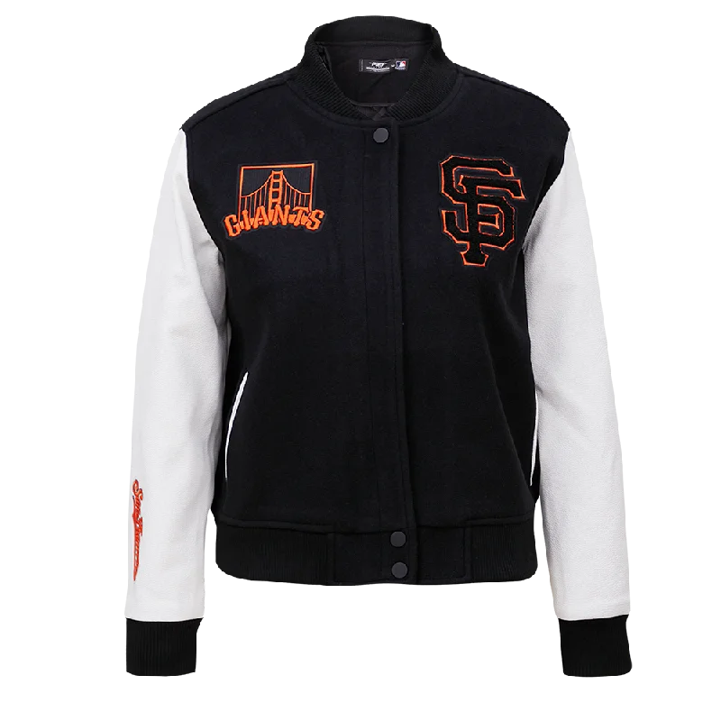 MLB SAN FRANCISCO GIANTS CLASSIC WOOL WOMEN'S VARSITY JACKET (BLACK/WHITE)