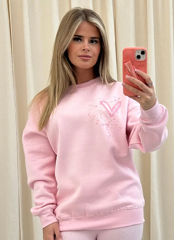 Pink Heart Graffiti Sweatshirt Pink