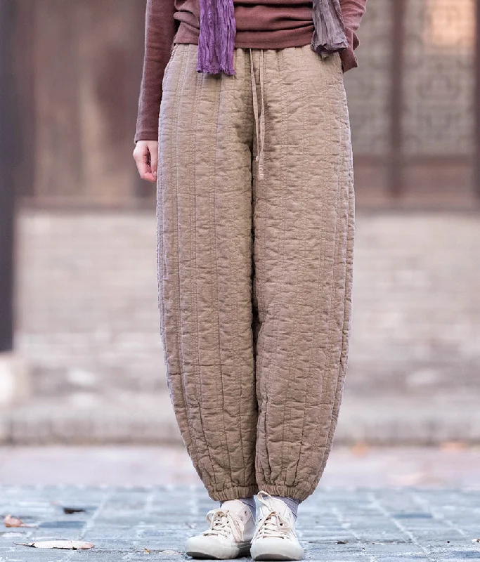 Autumn Winter Cozy Padded Warmth Casual Cotton Pants