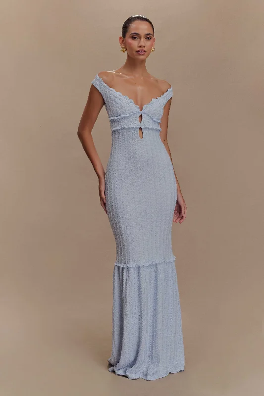 Natalie Off Shoulder Maxi Dress - Sky Blue