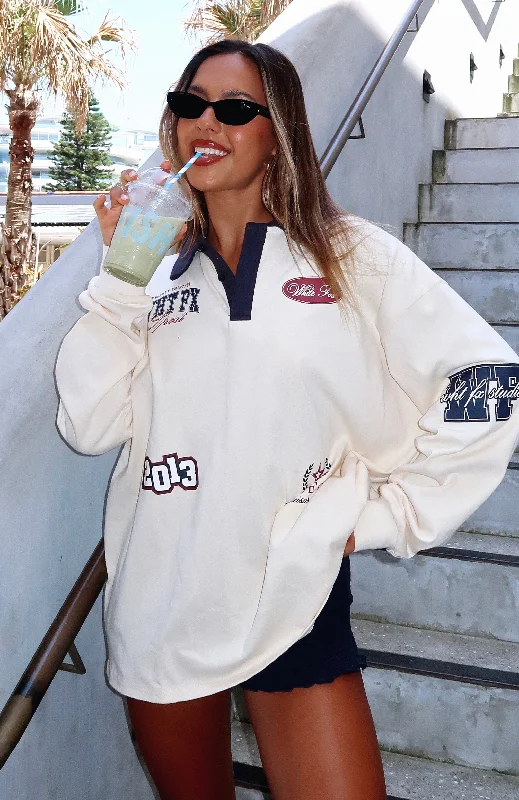 Only Time Will Tell Oversized Long Sleeve Tee Cream