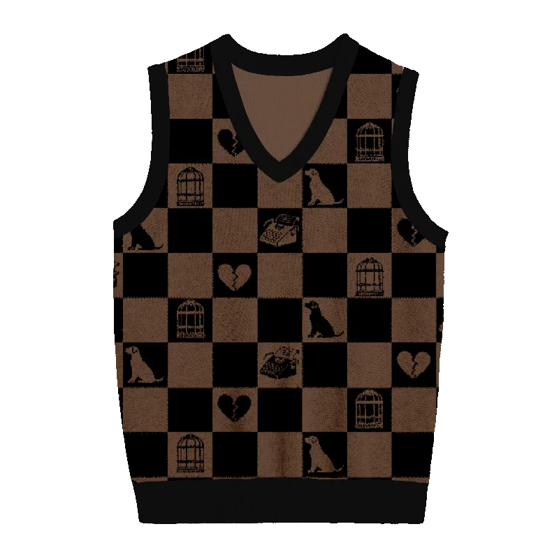 Tortured Poets Checkered Knit Vest