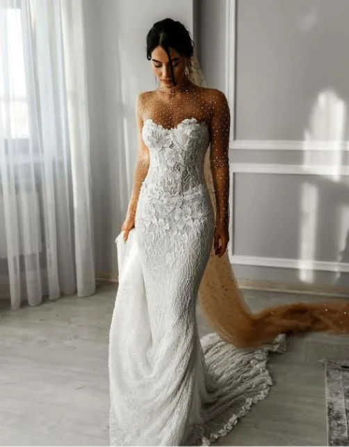 Lace Applique Beach Wedding Dresses, Sweetheart Wedding Dress, BH91281