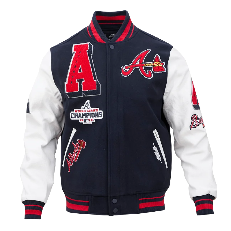 MLB ATLANTA BRAVES MASHUP MEN'S RIB WOOL VARSITY JACKET (MIDNIGHT NAVY/RED/MIDNIGHT NAVY)