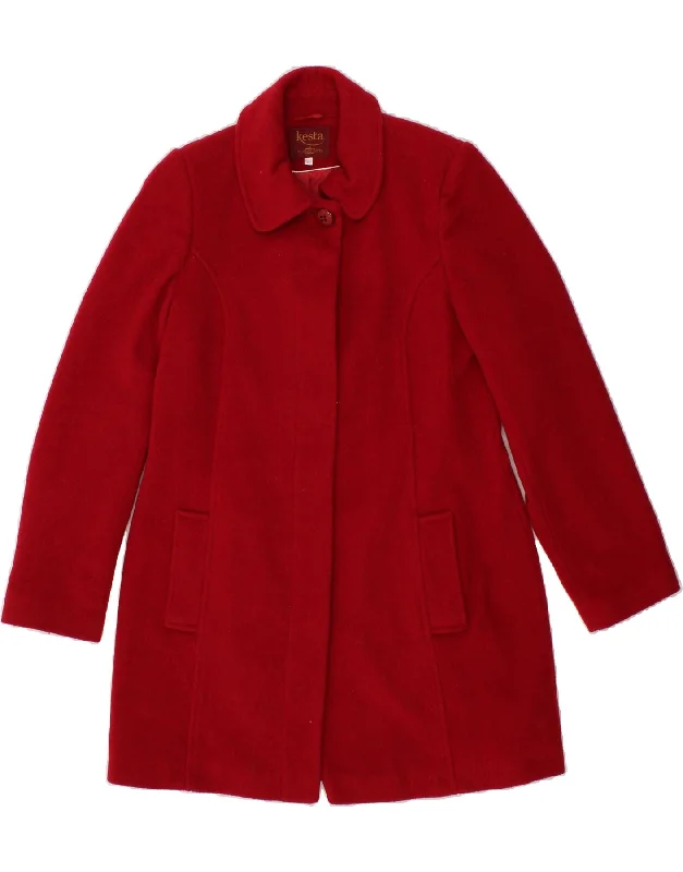 DAVID BARRY Womens Overcoat UK 12 Medium Red Wool