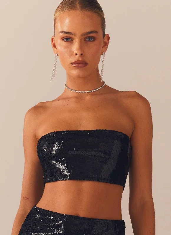 Emma Sequin Bustier - Black