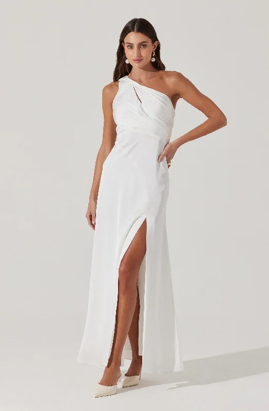 Atoila One Shoulder Satin Maxi Dress