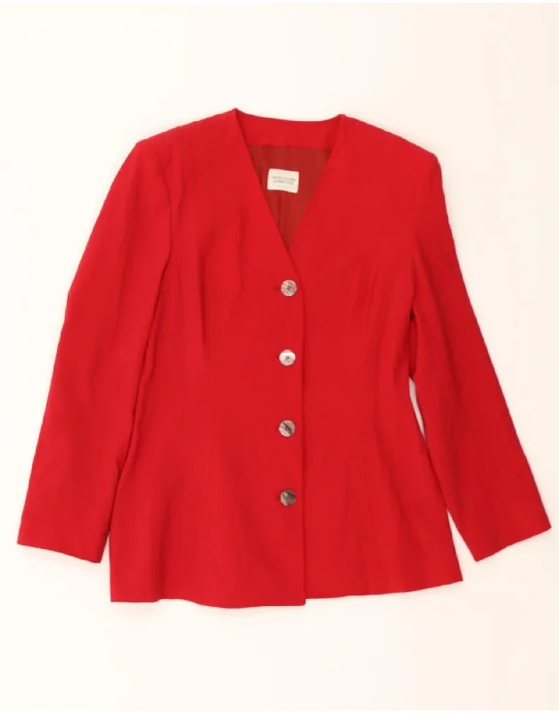 BENETTON Womens 4 Button Blazer Jacket IT 44 Medium Red Polyester