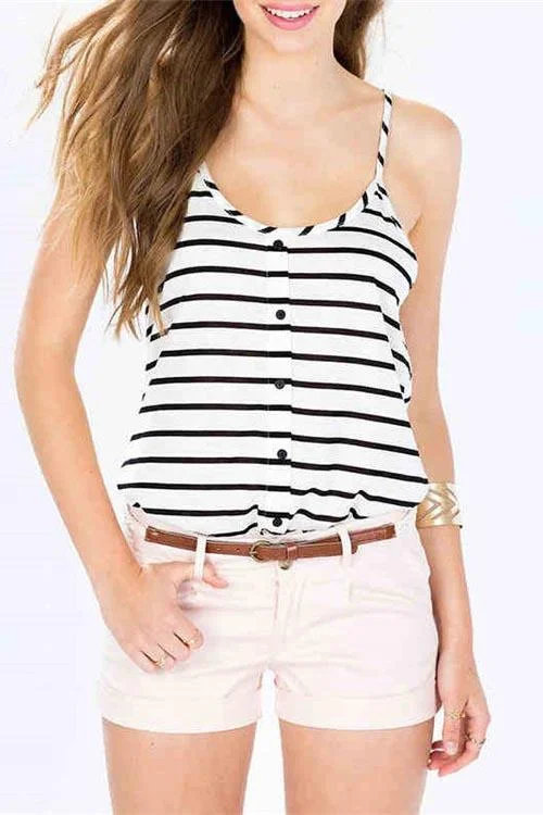 Custom Round Neck Stripe Sleeveless Camis