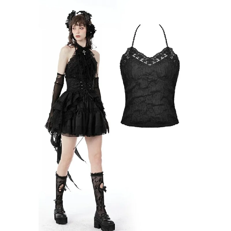 Women's Gothic Halterneck Lace Tank Top