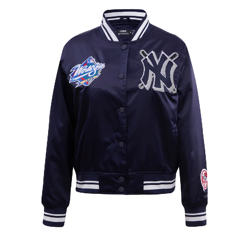 MLB NEW YORK YANKEES MASHUP WOMEN'S SATIN JACKET (MIDNIGHT NAVY)