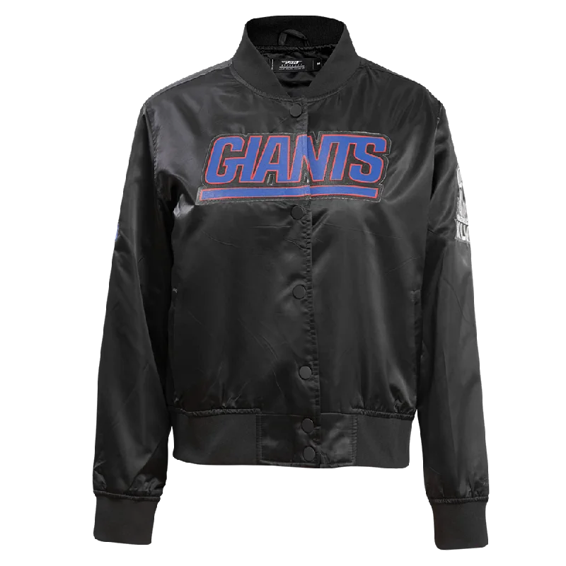 NFL NEW YORK GIANTS CLASSIC WOMEN'S SATIN JACKET (BLACK)