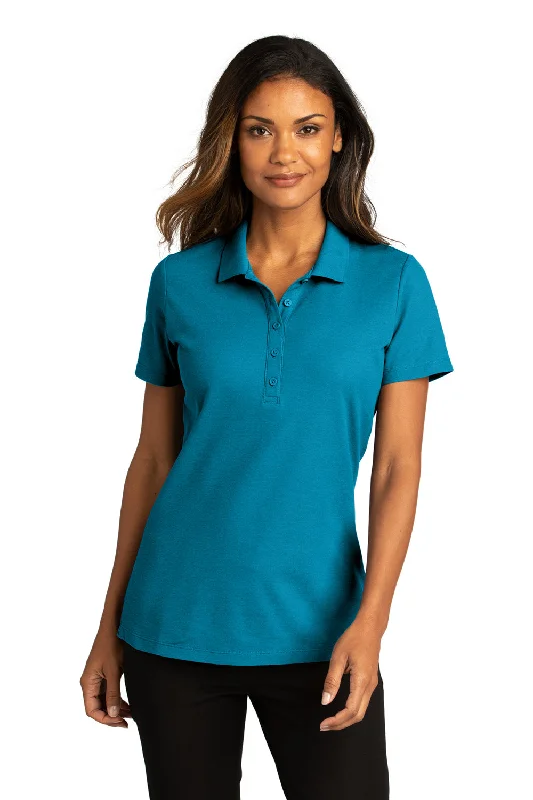 Port Authority Womens React SuperPro Snag Resistant Short Sleeve Polo Shirt - Parcel Blue - Closeout