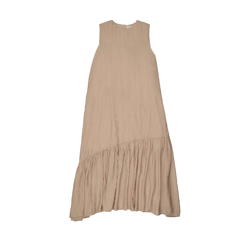 maxi dress jumper with bottom ruffle - taupe