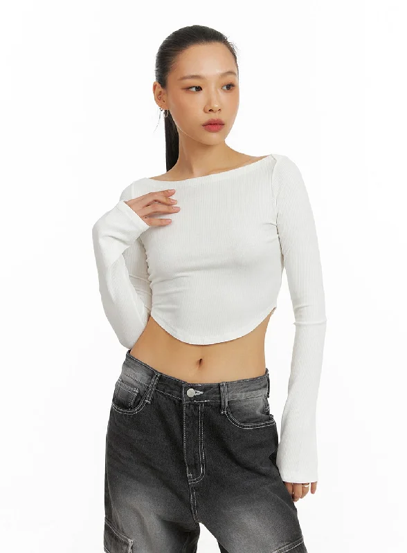 Boat Neck Crop Tee IA417